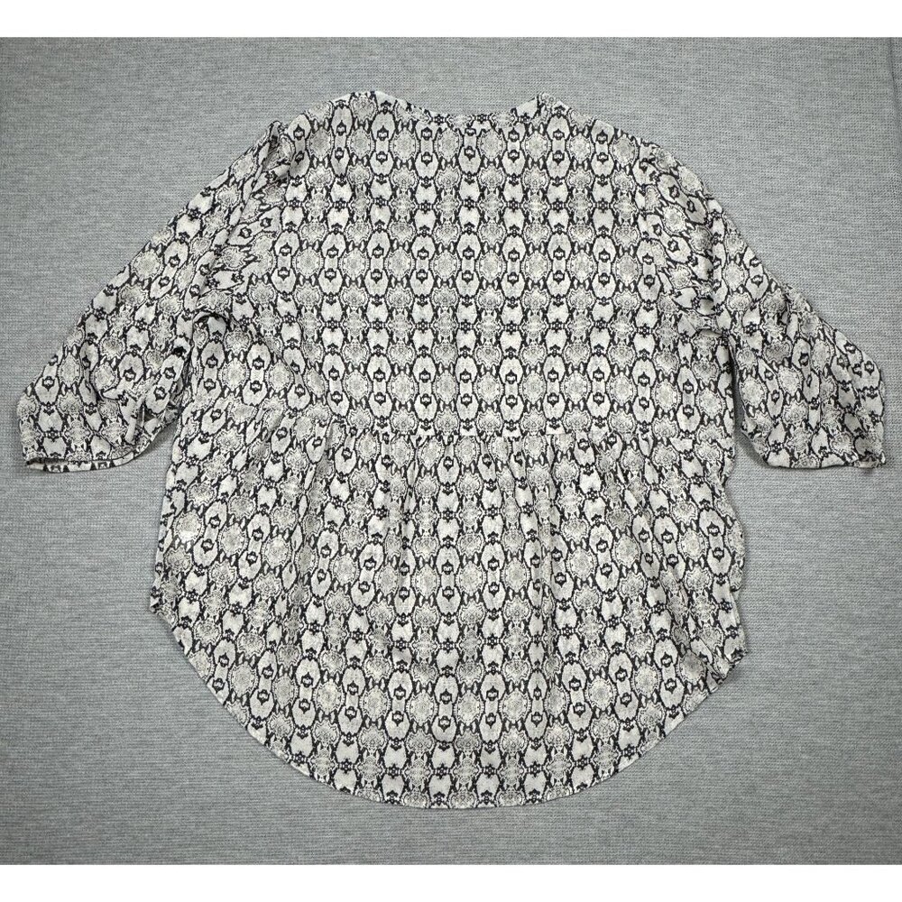 Como Vintage Snake Print Blouse Womens 2X Black Gray Long Sleeve Semi-Sheer - Picture 7 of 15